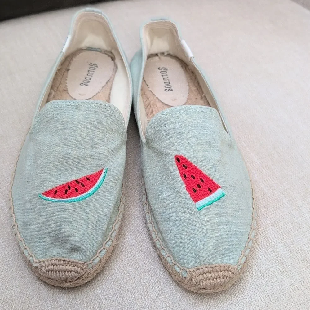Soludos Watermelon Smoking Slipper Espadrille Flats Size 9